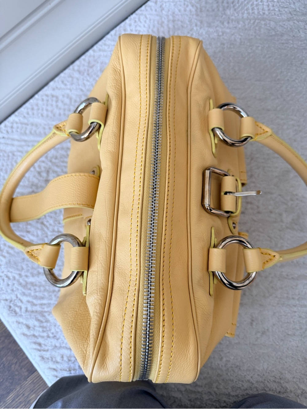 Y2K Vintage 2000’S MARC JACOBS Venetia Light Yellow Leather Purse Bag Made Italy - Picture 10 of 16
